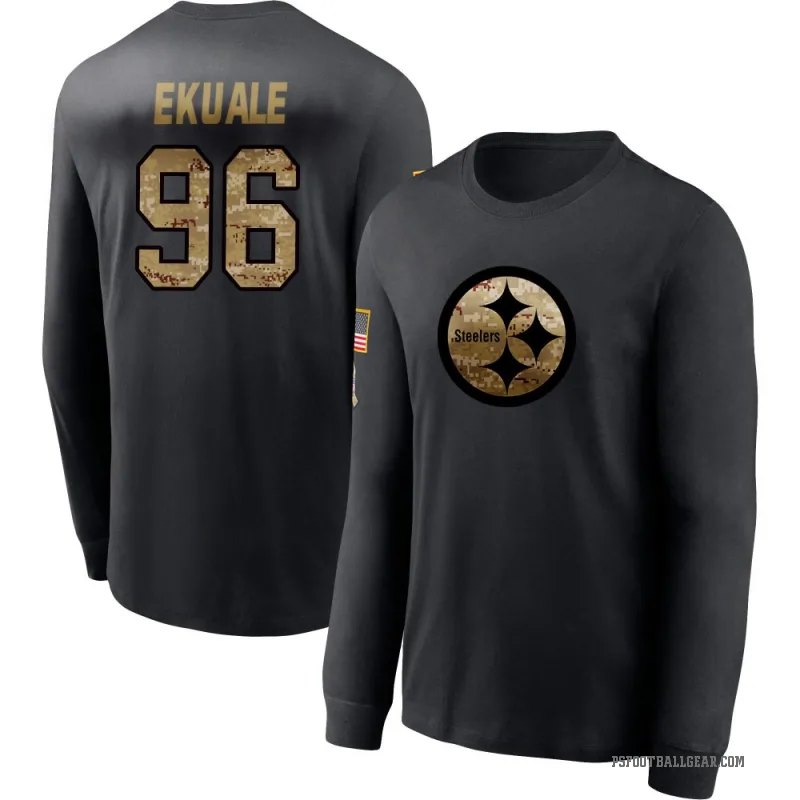Daniel Ekuale Men's Black Pittsburgh Steelers 2020 Salute To Service Sideline Performance Long Sleeve T-Shirt
