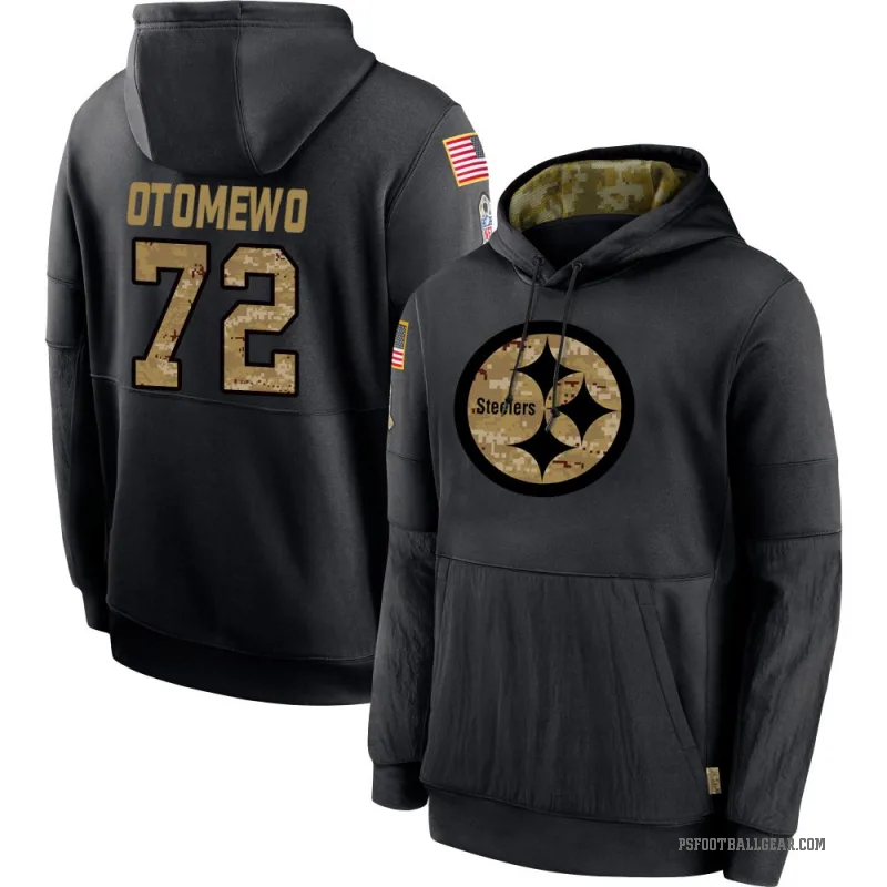 Esezi Otomewo Men's Black Pittsburgh Steelers 2020 Salute to Service Sideline Performance Pullover Hoodie